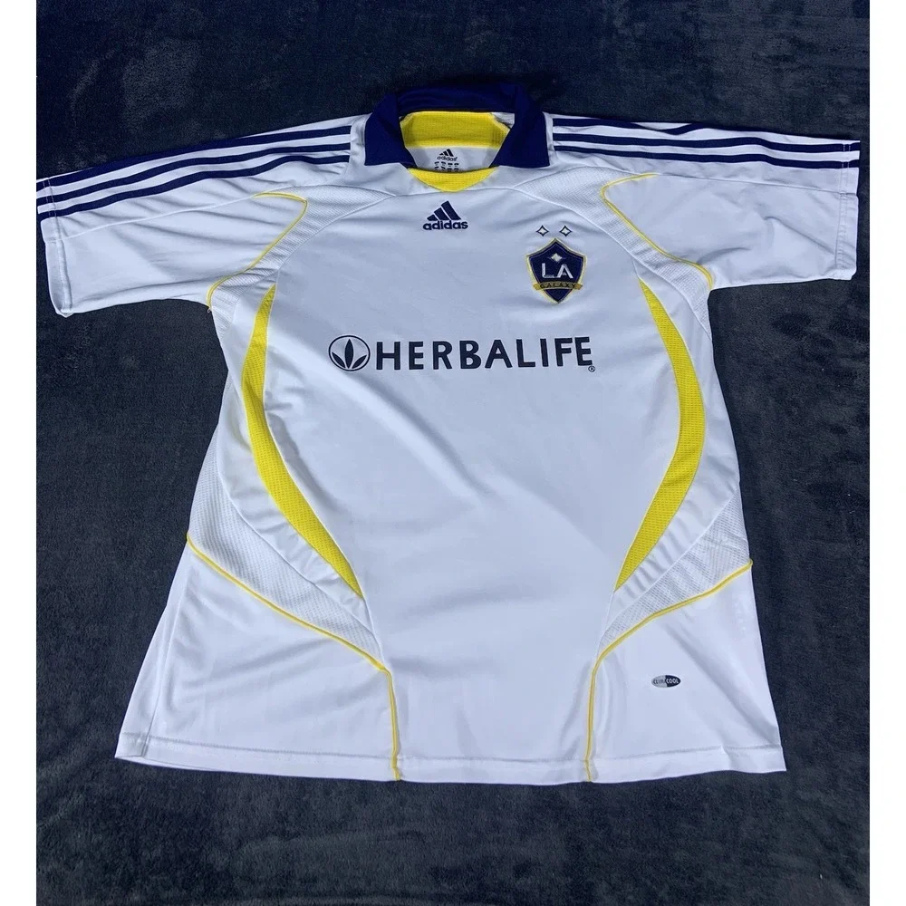 Vintage LA Galaxy Adidas Soccer Jersey White Blue‎ Yellow Men's Size XL